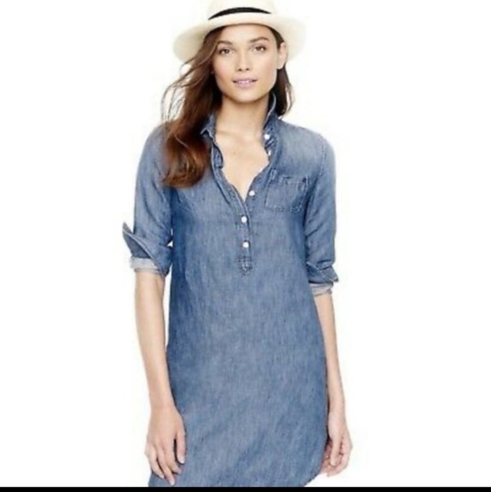 Womens J Crew Denim Shirt Dress Size 12